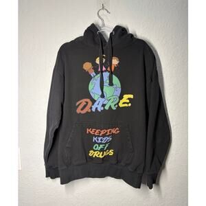 D.A.R.E Mens Black Hoodie Pullover Sweater Sz M
